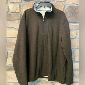 Orvis Men’s Fleece Lined Quarter Zip Warm Thick Pull Over Black Brown XXL